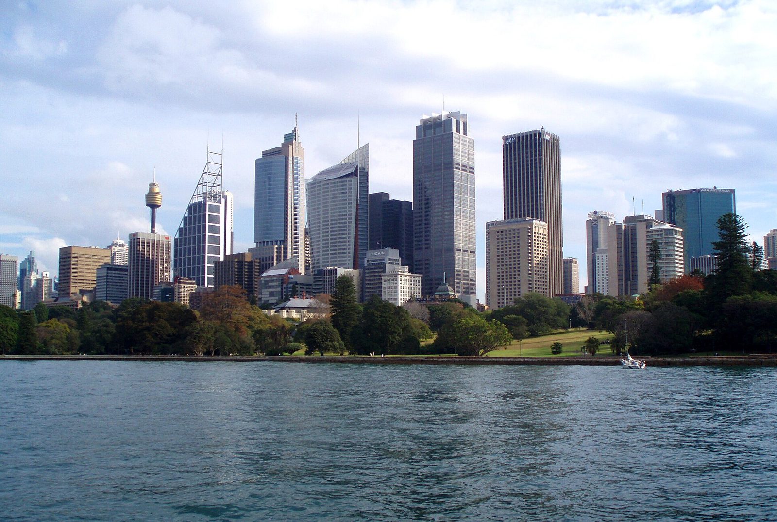 Sydney's skyline across the harbour, a coastal city whose western suburbs run much hotter than the water